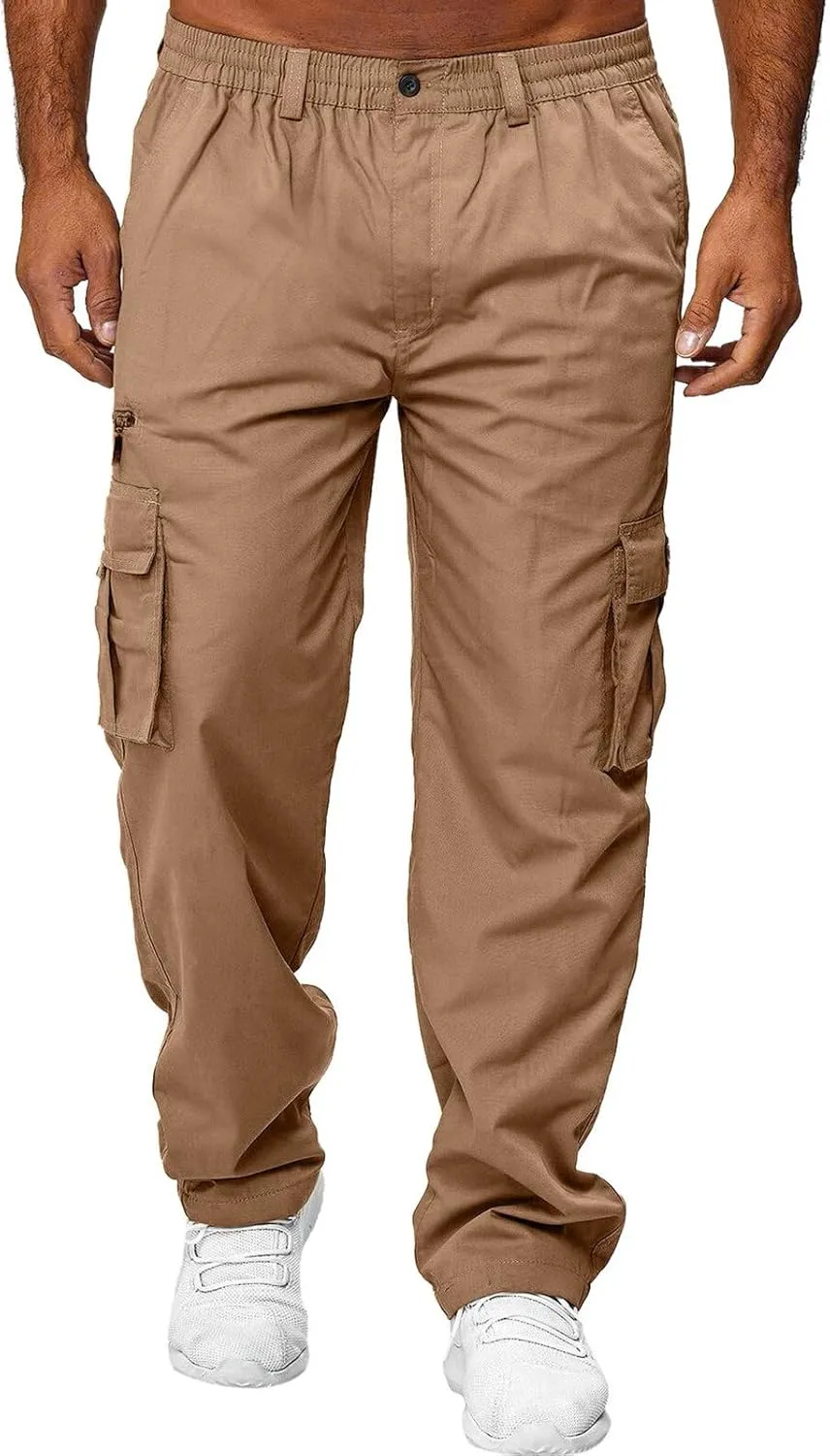 Men's Cargo Sweatpants Open Bottom Hiking Jogger Cargo Sweatpants for Men with Pockets Mens Black Sweatpants