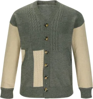 Mens Casual Cardigan Sweater Long Sleeve V Neck Button Down Knit Cardigan Sweaters Jacket with Pockets