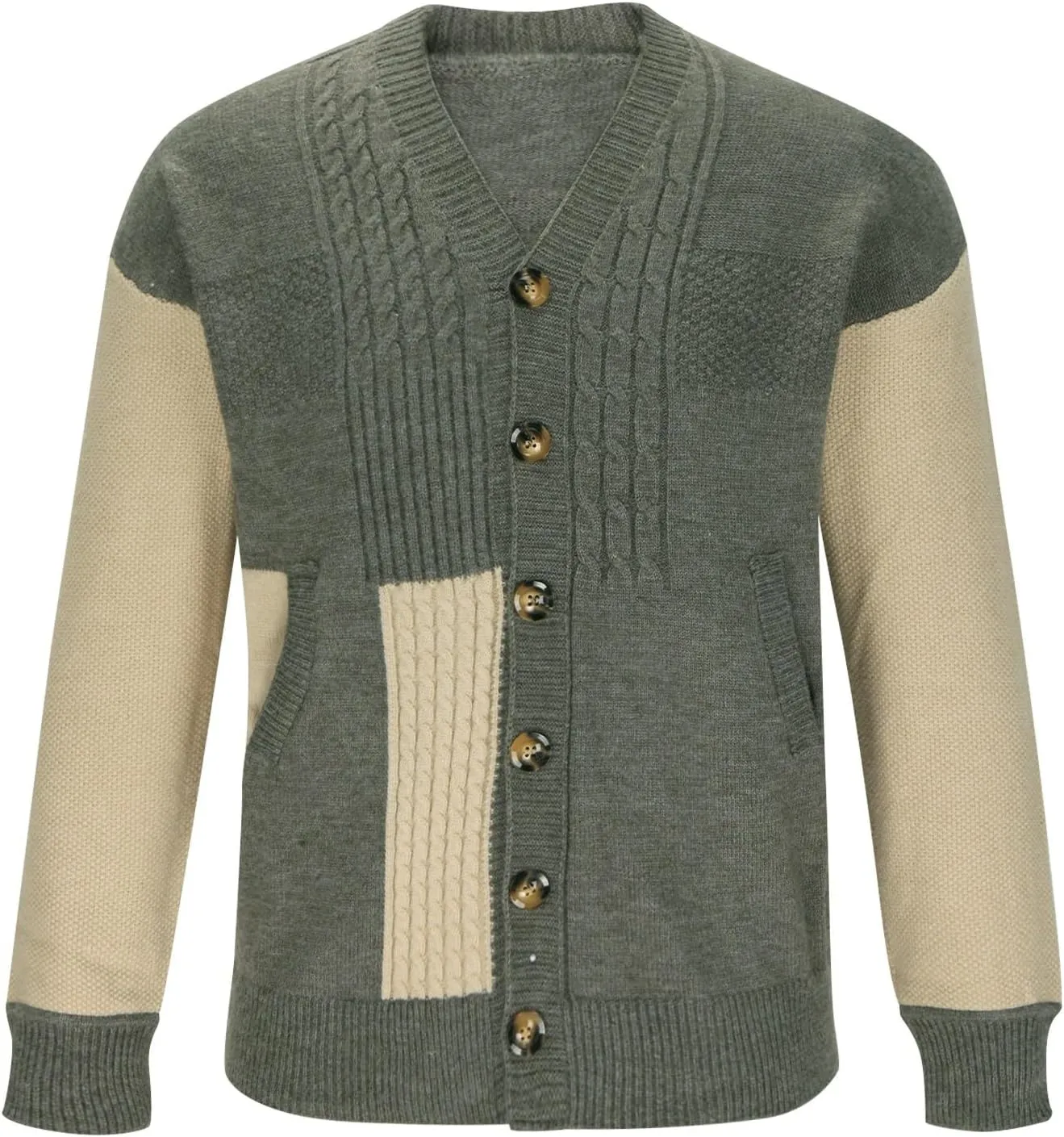 Mens Casual Cardigan Sweater Long Sleeve V Neck Button Down Knit Cardigan Sweaters Jacket with Pockets