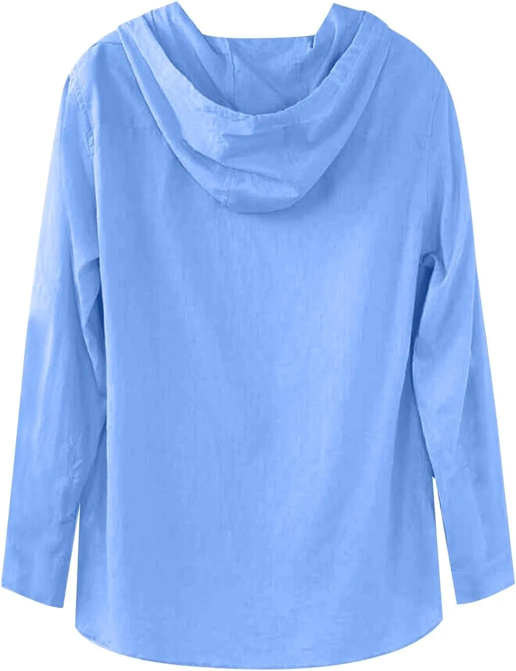 Mens Cotton Linen Hoodie,Long Sleeve Lightweight Breathable Hooded Button Down Shirt Spring Fall Casual Top