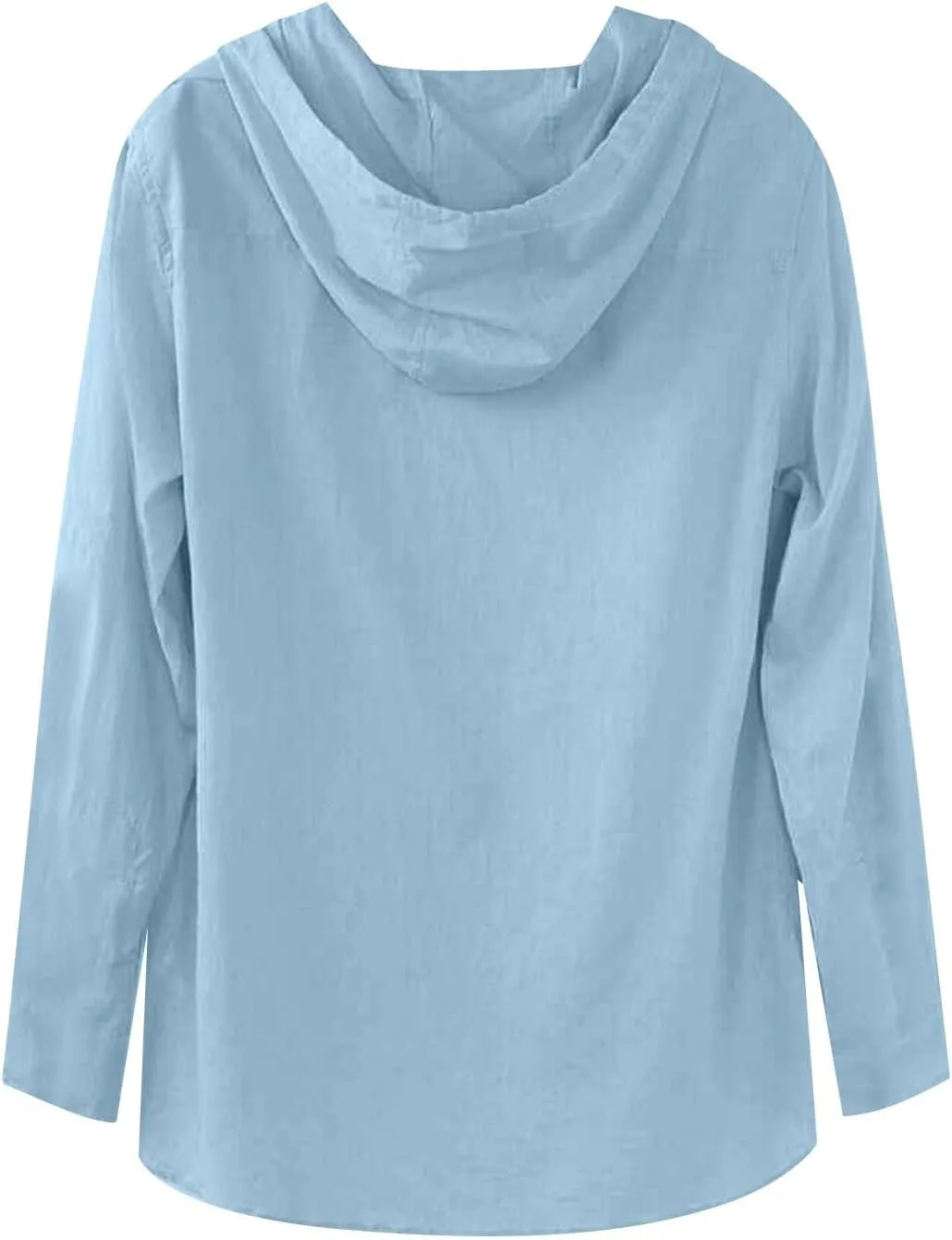Mens Cotton Linen Hoodie,Long Sleeve Lightweight Breathable Hooded Button Down Shirt Spring Fall Casual Top
