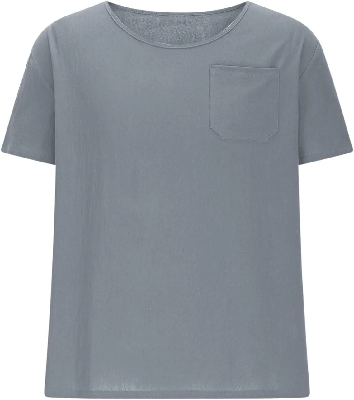 Men's Cotton Linen T Shirt Short Sleeve Crew Neck Tops Casual Summer Lightweight Loose Classic Basic Tee Shirts