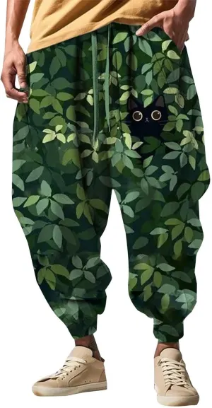 Men's Elastic Waist Hiking Pants Water Resistant Sweatpants Athletic Sweatpants with Pockets Loose Sweatpants for