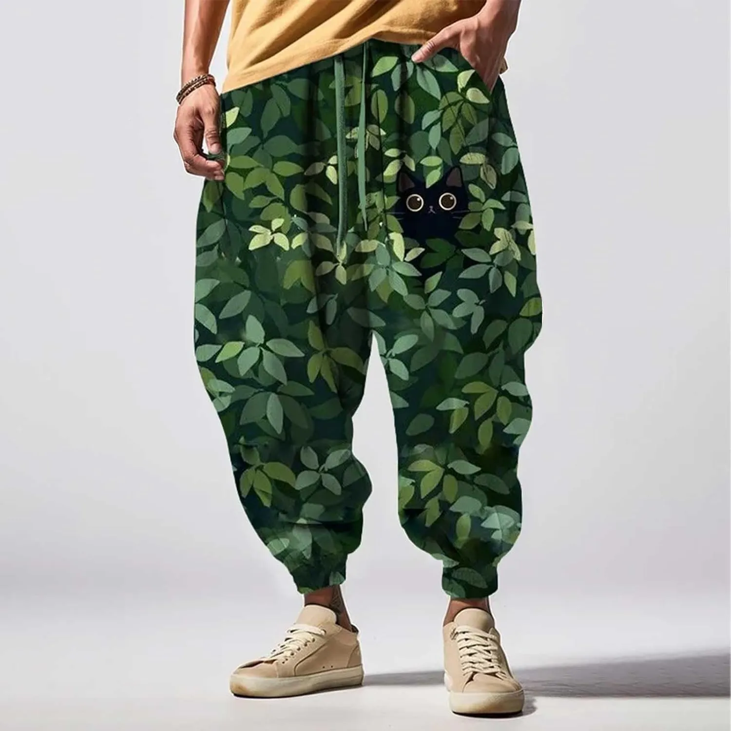 Men's Elastic Waist Hiking Pants Water Resistant Sweatpants Athletic Sweatpants with Pockets Loose Sweatpants for