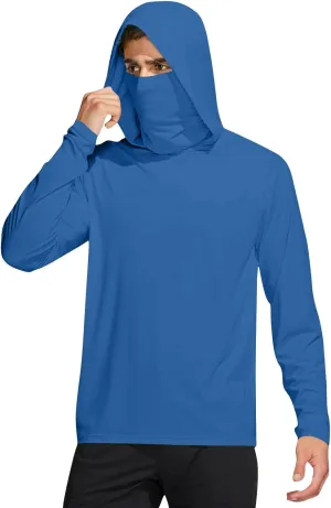 Mens Fishing Shirt UPF 50  Sun Protection Hoodie Long Sleeve UV SPF Quick Dry T-Shirt Athletic Outdoor Rash Guard