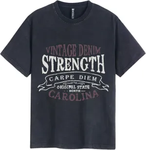 Mens Graphic T Shirts Vintage Baggy Tees Heavy Cotton Acid Wash Tshirt Letter Print Summer Casual Tee Top