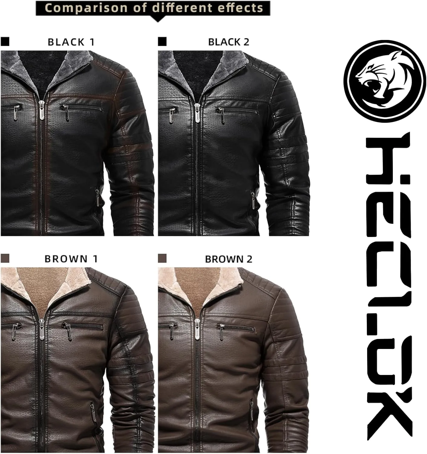 Men's Lamb Wool Bomber Coat Leather Sherpa Fleece Lined Jackets Heavyweight Suede Warm Winter Biker Coat＋Necklaces