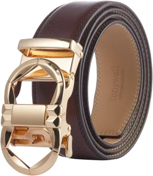 Men's Leather Designer Belt with Fashion Comfort Click Buckle Exact Fit