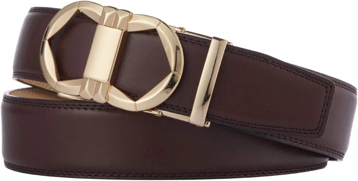 Men's Leather Designer Belt with Fashion Comfort Click Buckle Exact Fit