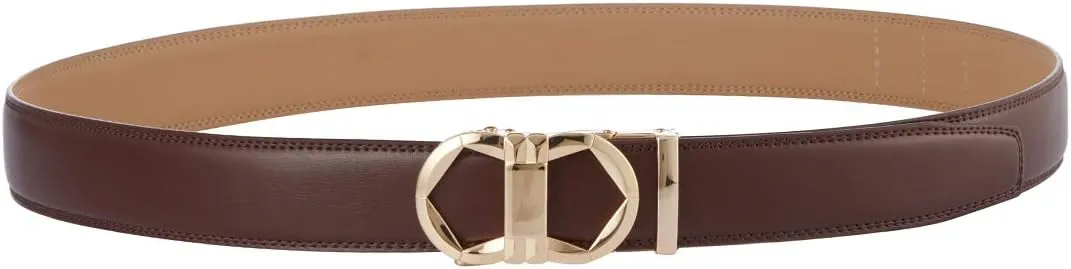 Men's Leather Designer Belt with Fashion Comfort Click Buckle Exact Fit