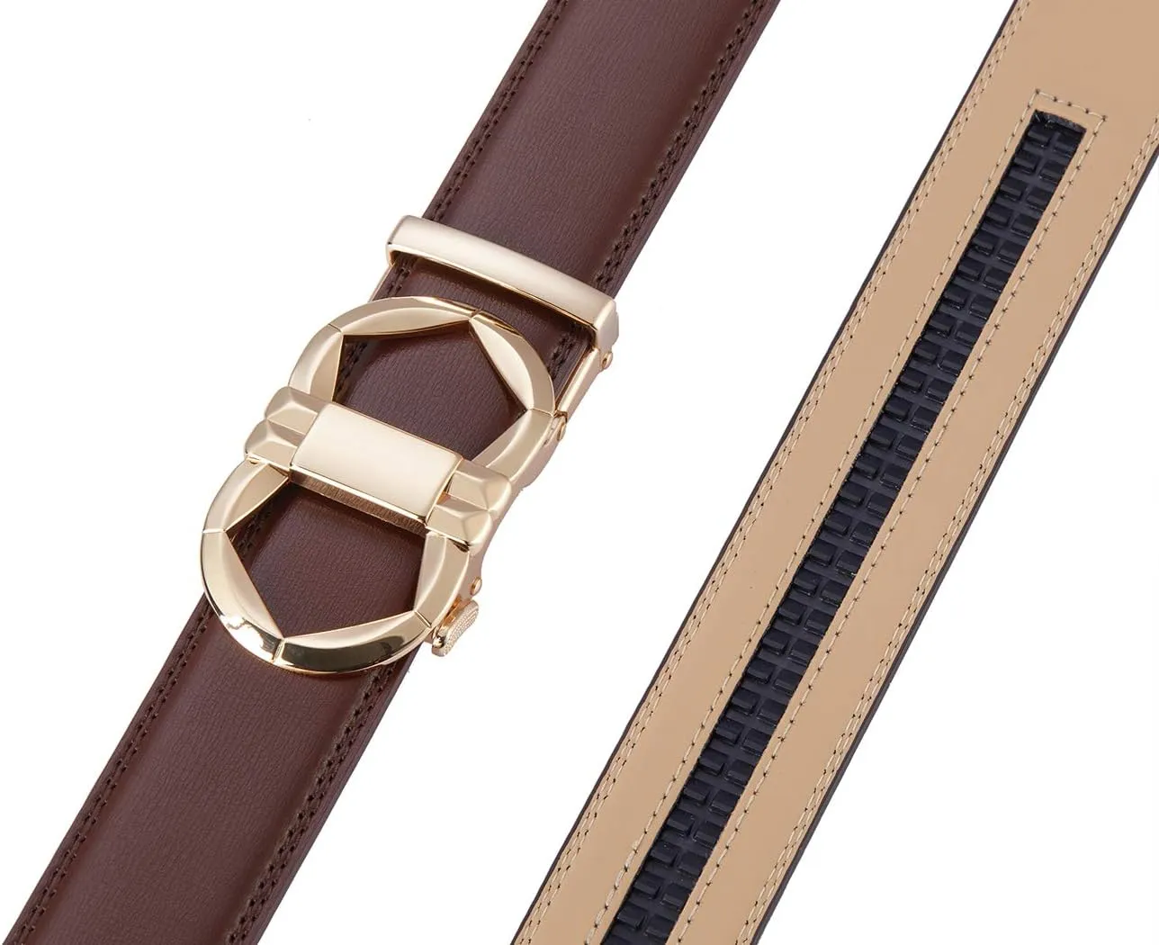 Men's Leather Designer Belt with Fashion Comfort Click Buckle Exact Fit