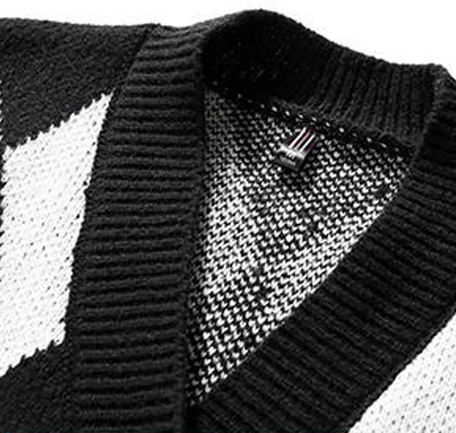 Mens Sleeveless Argyle Sweater Vest V-Neck Casual Knit Button Down Cardigan Vest Lightweight Slim Fit Vest