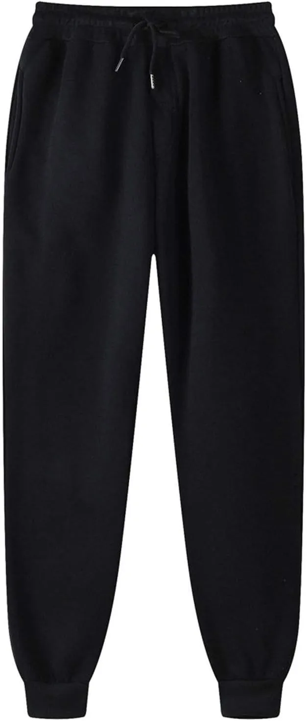 Mens Sweatpants Fleece Large Size Sweatpants Plush Lined Thickening Cotton-Padded Trousers Casual Pants Sweatpants