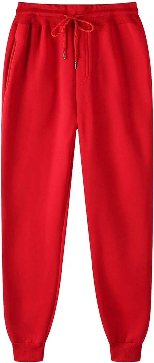 Mens Sweatpants Fleece Large Size Sweatpants Plush Lined Thickening Cotton-Padded Trousers Casual Pants Sweatpants