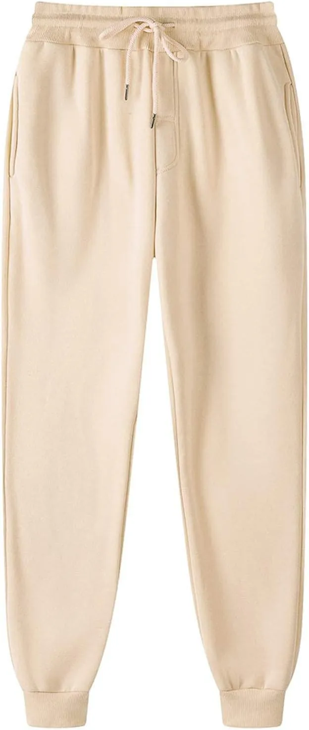 Mens Sweatpants Fleece Large Size Sweatpants Plush Lined Thickening Cotton-Padded Trousers Casual Pants Sweatpants