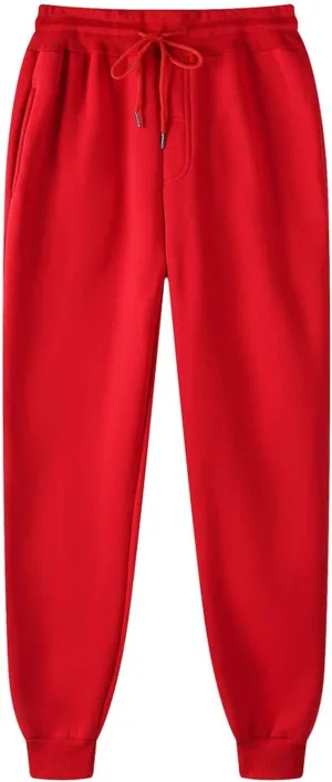 Mens Sweatpants Fleece Large Size Sweatpants Plush Lined Thickening Cotton-Padded Trousers Casual Pants Sweatpants