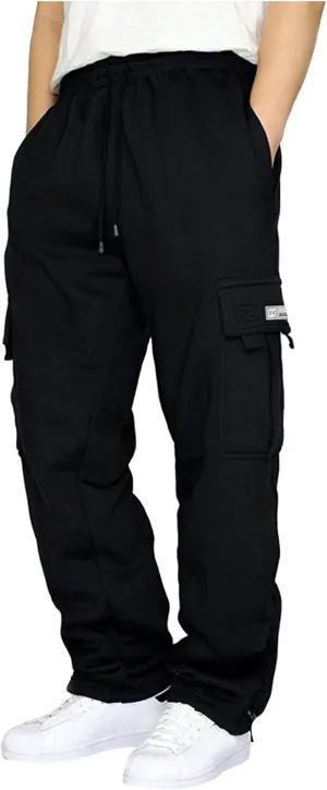 Mens Sweatpants Joggers Baggy Sweatpants Cargo Straight Leg Elastic Waist Pants Casual Drawstring Sweatpants