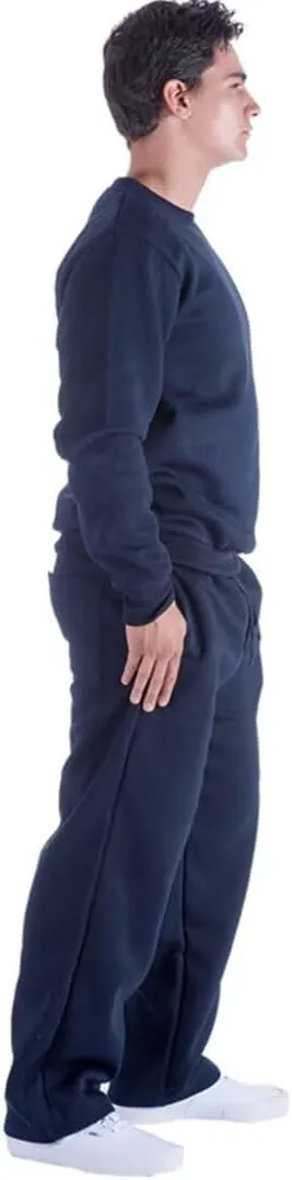 Mens Sweatpants Open Bottom, Basic Long Baggy Sweatpants for Athletic Running, Wide Leg Sweatpants Comfortable