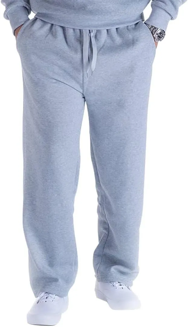 Mens Sweatpants Open Bottom, Basic Long Baggy Sweatpants for Athletic Running, Wide Leg Sweatpants Comfortable