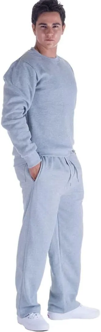 Mens Sweatpants Open Bottom, Basic Long Baggy Sweatpants for Athletic Running, Wide Leg Sweatpants Comfortable