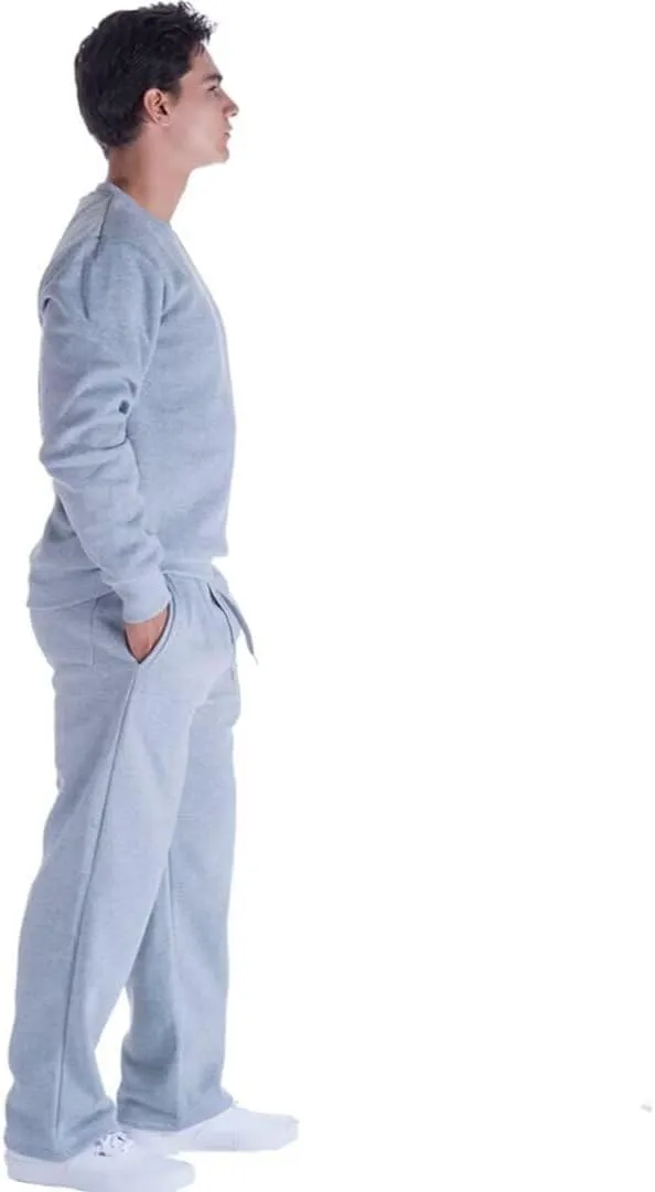 Mens Sweatpants Open Bottom, Basic Long Baggy Sweatpants for Athletic Running, Wide Leg Sweatpants Comfortable