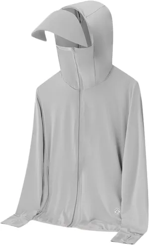 Mens UPF 50  Light Jacket Full Zip Sun Protection Hoodies Long Sleeve Stretch Cooling Shirt Unisex UV Hooded Jackets