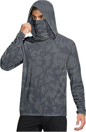 Men's UPF 50  Sun Protection Shirt with Mask Lightweight Long Sleeve Hooded Cooling Hiking Fishing Performance Shirts