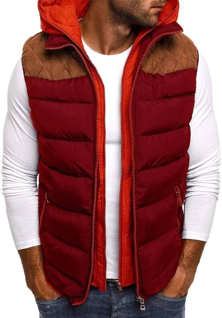 Men's Winter Hooded Vests Jacket 5 Colors Plus Size S-5XL Coat Parkas