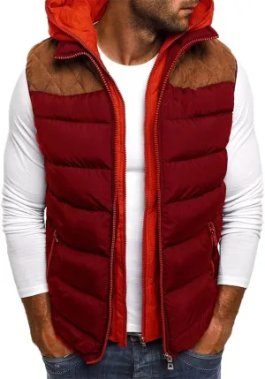 Men's Winter Hooded Vests Jacket 5 Colors Plus Size S-5XL Coat Parkas