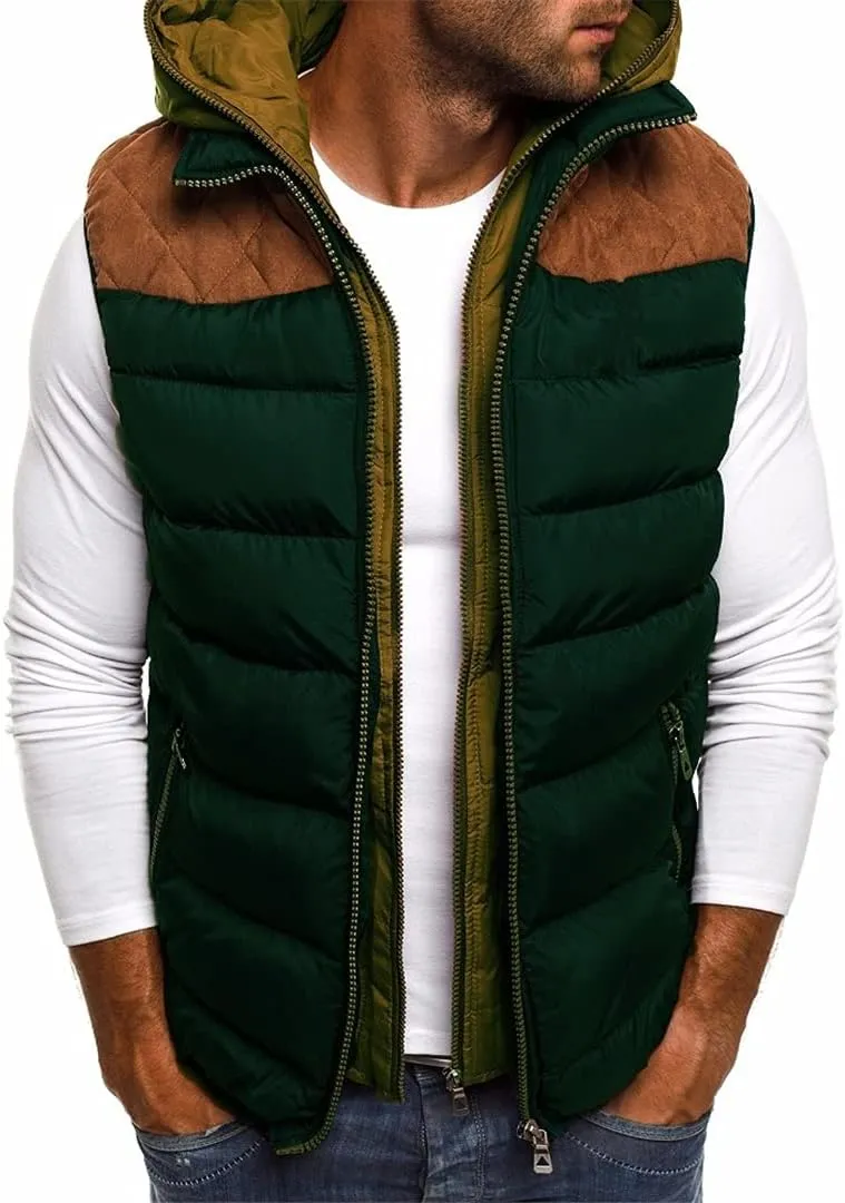 Men's Winter Hooded Vests Jacket 5 Colors Plus Size S-5XL Coat Parkas