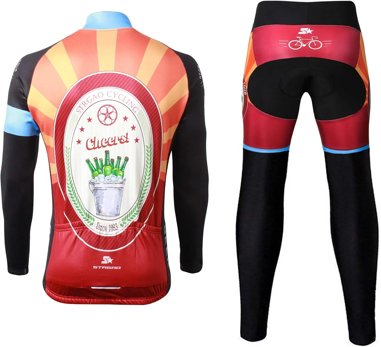 Men's Winter Thermal Cycling Mountain Bike Jackets Long Pants Set Suit
