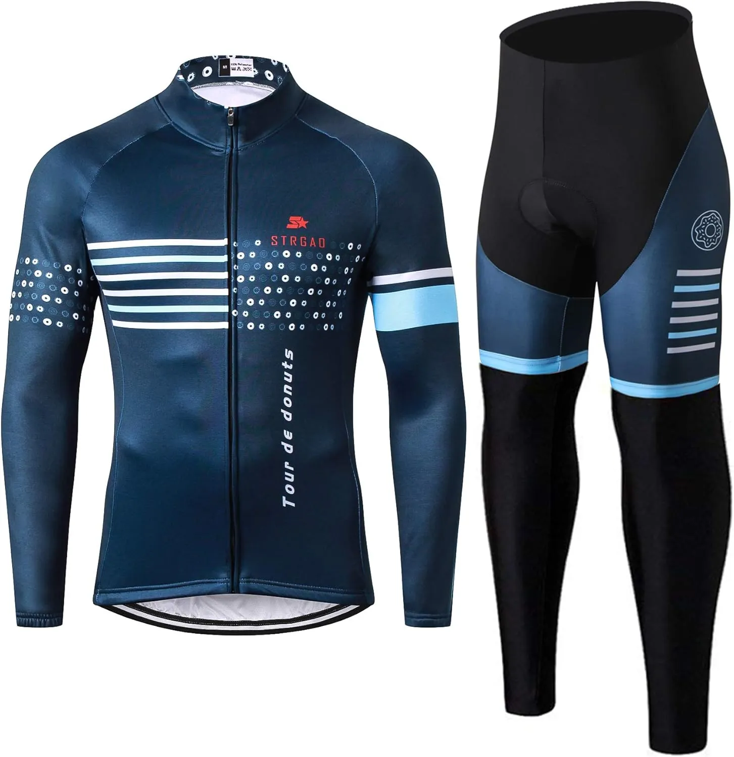 Men's Winter Thermal Cycling Mountain Bike Jackets Long Pants Set Suit