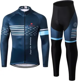 Men's Winter Thermal Cycling Mountain Bike Jackets Long Pants Set Suit