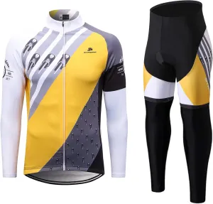 Men's Winter Thermal Cycling Mountain Bike Jackets Long Pants Set Suit