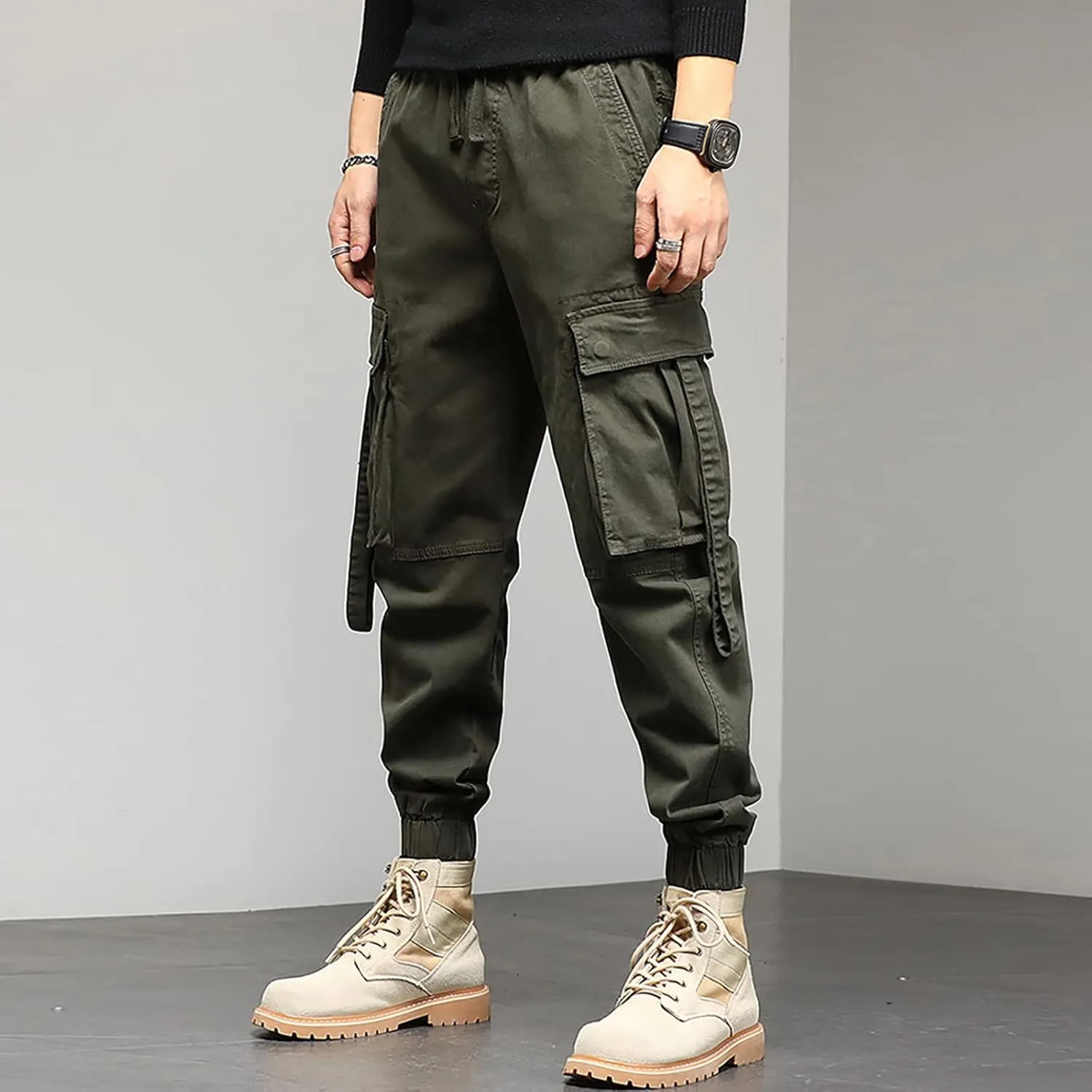 Mens Workout Cargo Sweatpants Sweatpants Long Pants Workout Trousers Men's Fleece Sweatpants Cotton Soft Sherpa Lined