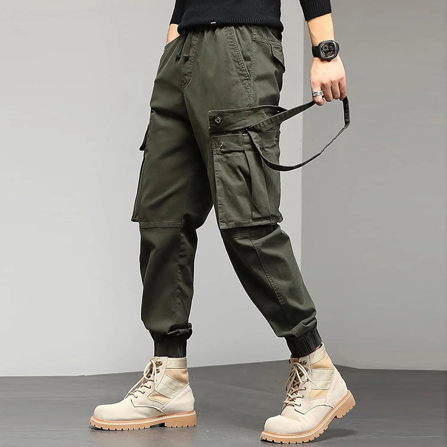 Mens Workout Cargo Sweatpants Sweatpants Long Pants Workout Trousers Men's Fleece Sweatpants Cotton Soft Sherpa Lined