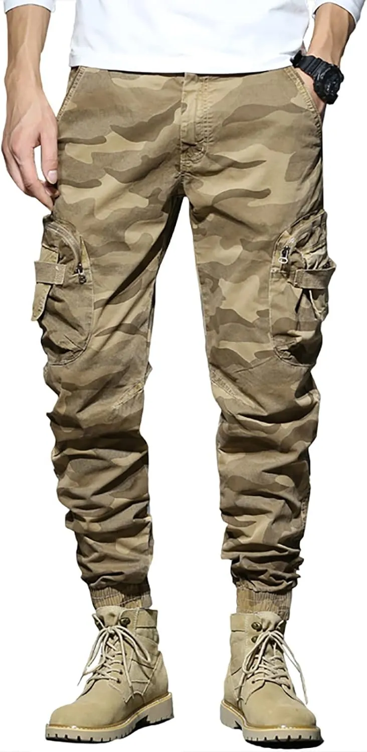 Mens Workout Cargo Sweatpants Sweatpants Zip Pocket Men's Sweatpants with Zipper Pockets Open Bottom Workout Joggers