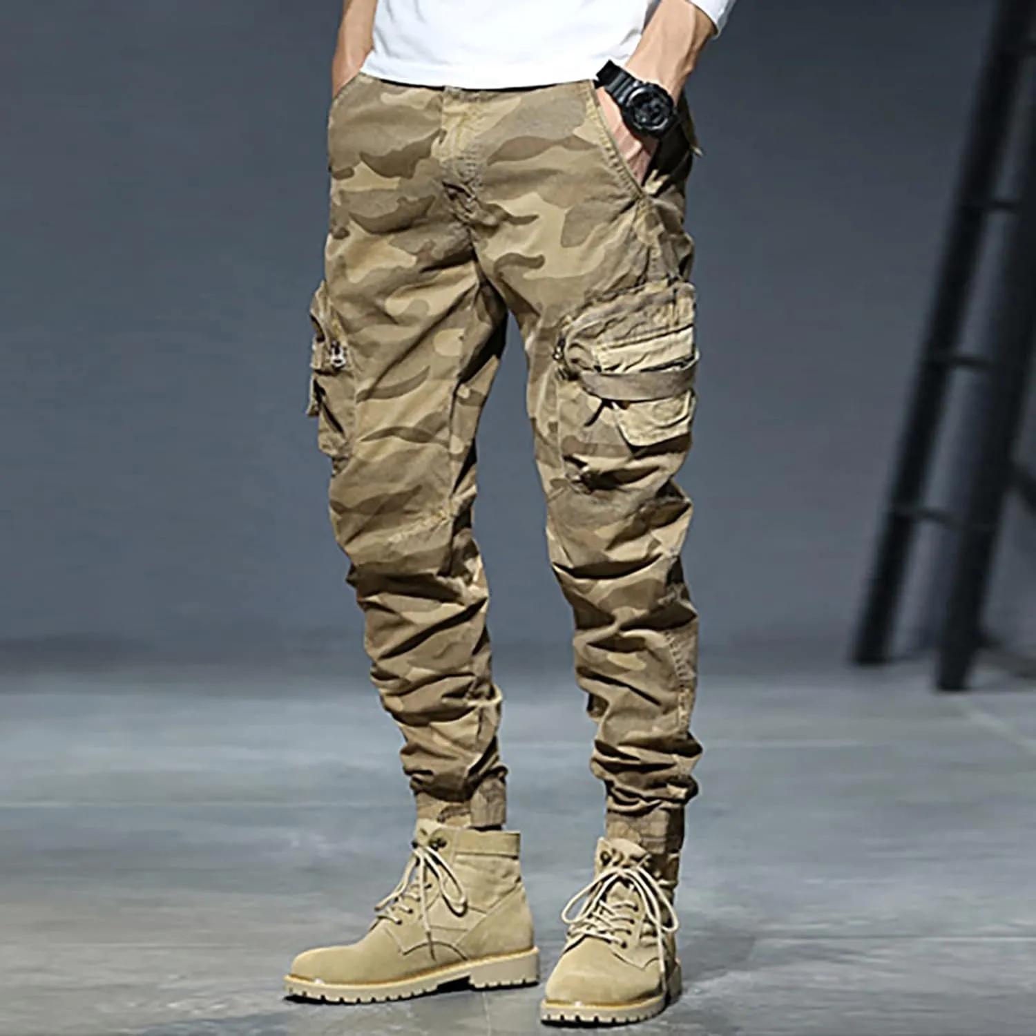 Mens Workout Cargo Sweatpants Sweatpants Zip Pocket Men's Sweatpants with Zipper Pockets Open Bottom Workout Joggers