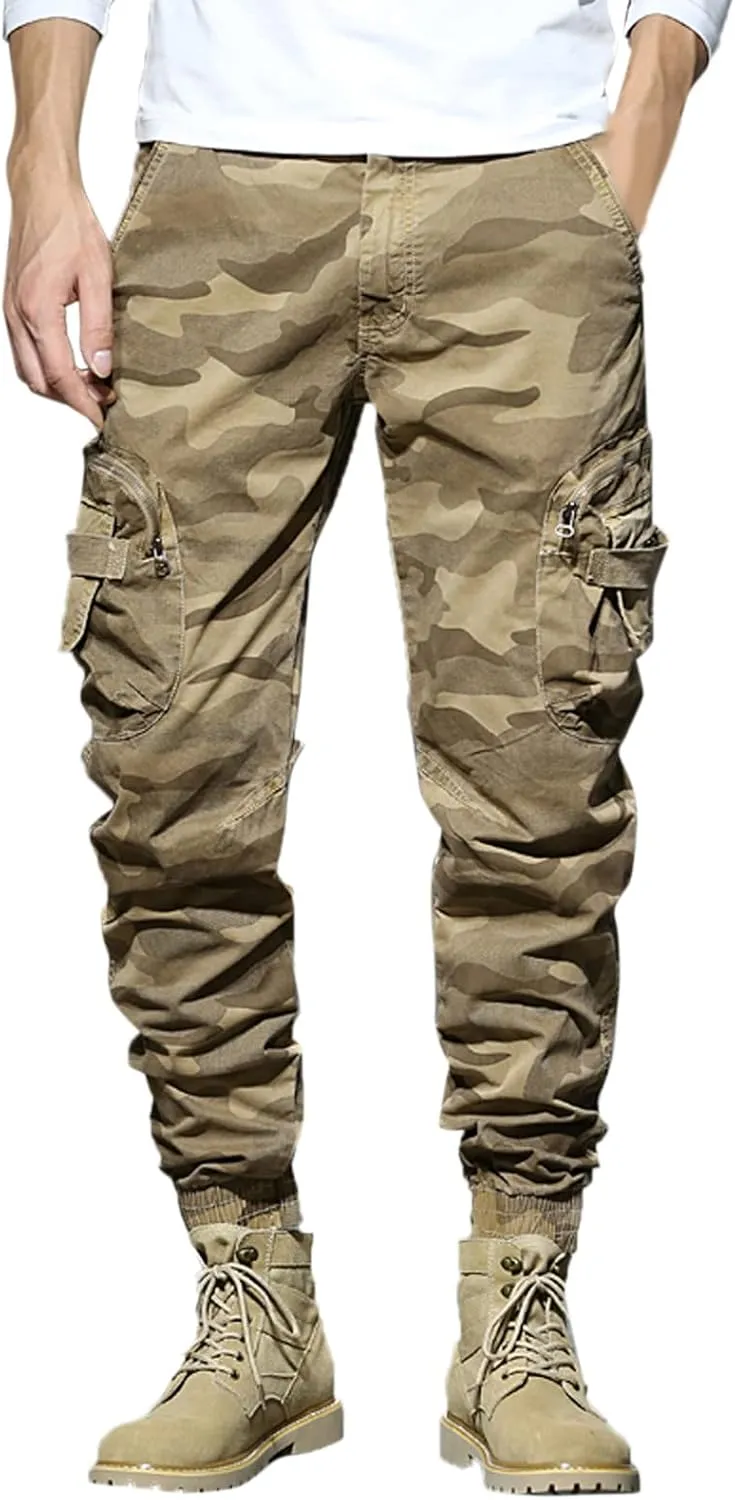 Mens Workout Cargo Sweatpants Sweatpants Zip Pocket Men's Sweatpants with Zipper Pockets Open Bottom Workout Joggers