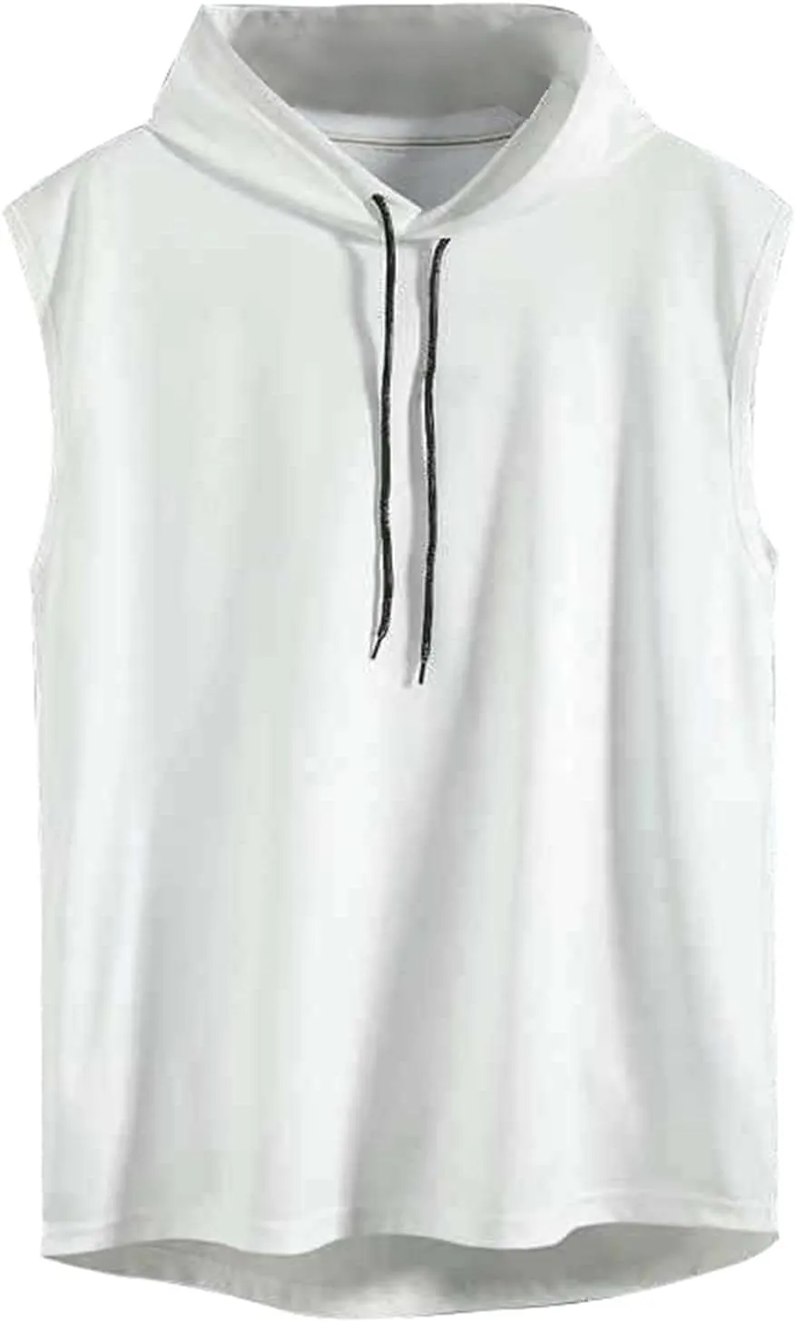 Men's Workout Hooded Tank Tops Summer Quick Dry Sleeveless Muscle Cut Off Shirts Bodybuilding Gym Athletic Vests Tee