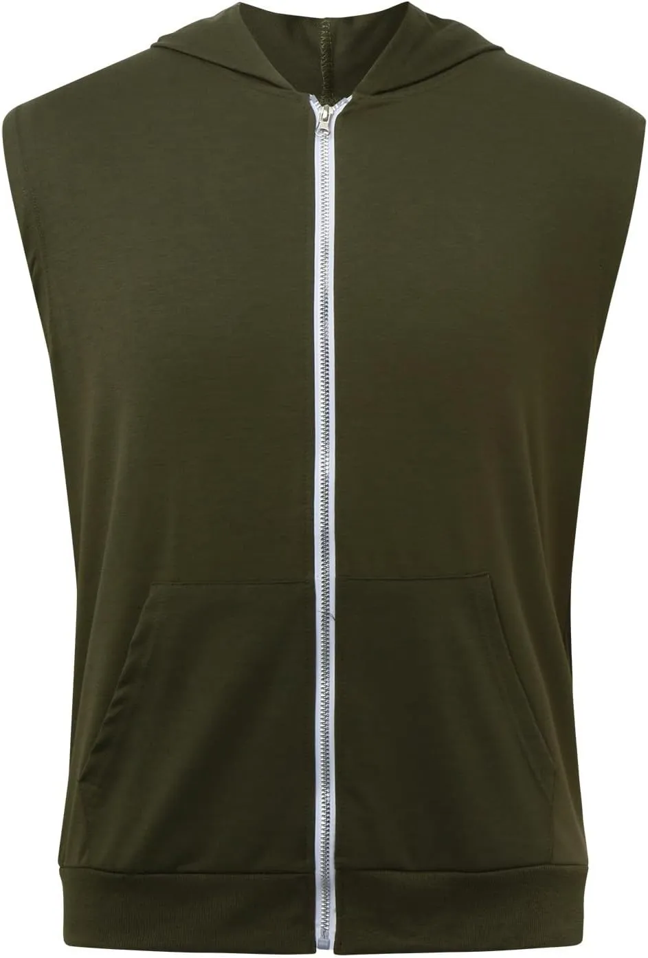 Mens Workout Hooded Tank Tops Zip Up Sleeveless Gym Shirts Slim T Shirt Bodybuilding Hoodies