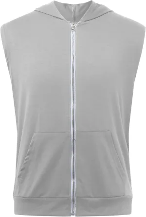 Mens Workout Hooded Tank Tops Zip Up Sleeveless Gym Shirts Slim T Shirt Bodybuilding Hoodies