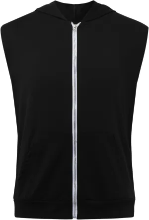 Mens Workout Hooded Tank Tops Zip Up Sleeveless Gym Shirts Slim T Shirt Bodybuilding Hoodies
