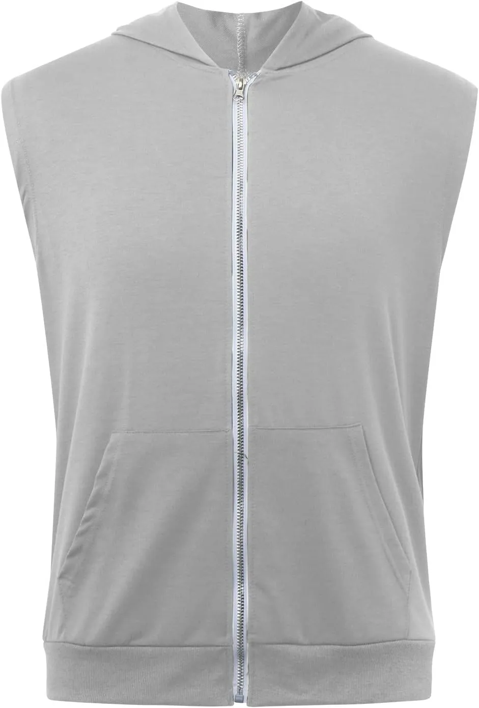 Mens Workout Hooded Tank Tops Zip Up Sleeveless Gym Shirts Slim T Shirt Bodybuilding Hoodies