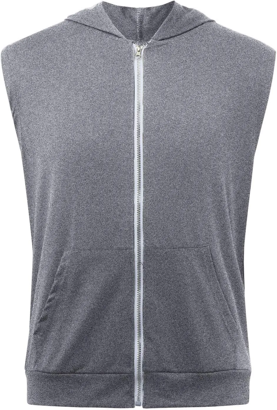 Mens Workout Hooded Tank Tops Zip Up Sleeveless Gym Shirts Slim T Shirt Bodybuilding Hoodies