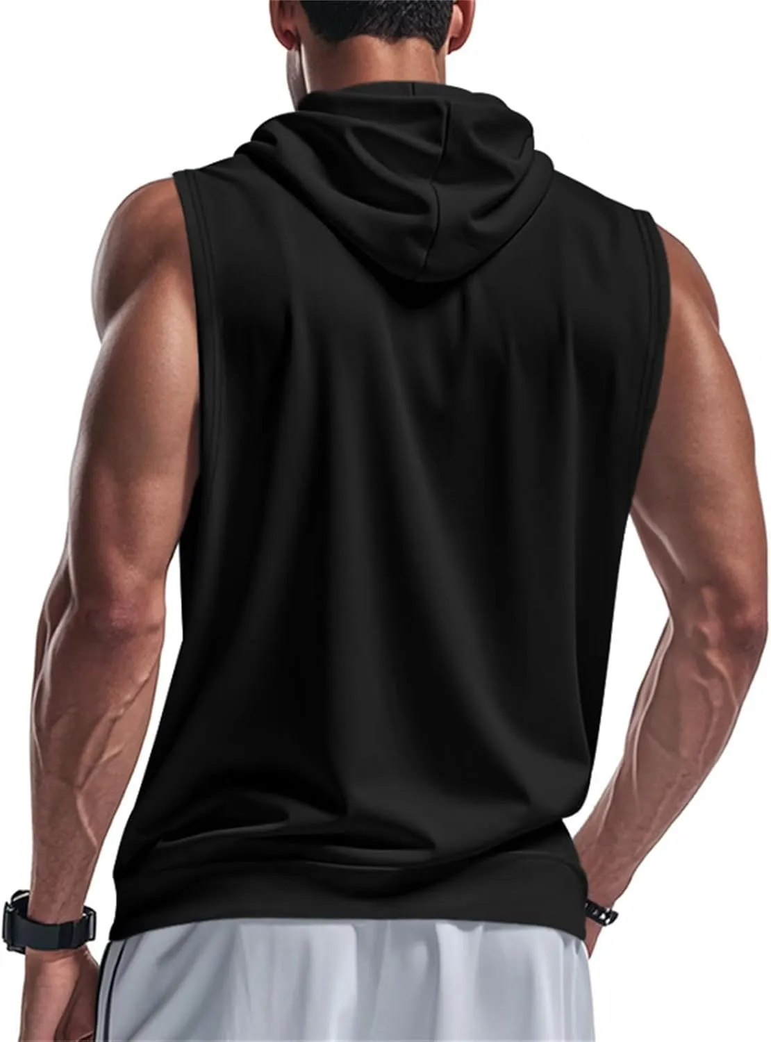 Men's Workout Hooded Tank Tops Zip Up Sleeveless Hoodie Bodybuilding Fitness Gym Muscle Cut Off T Shirt Training Vest