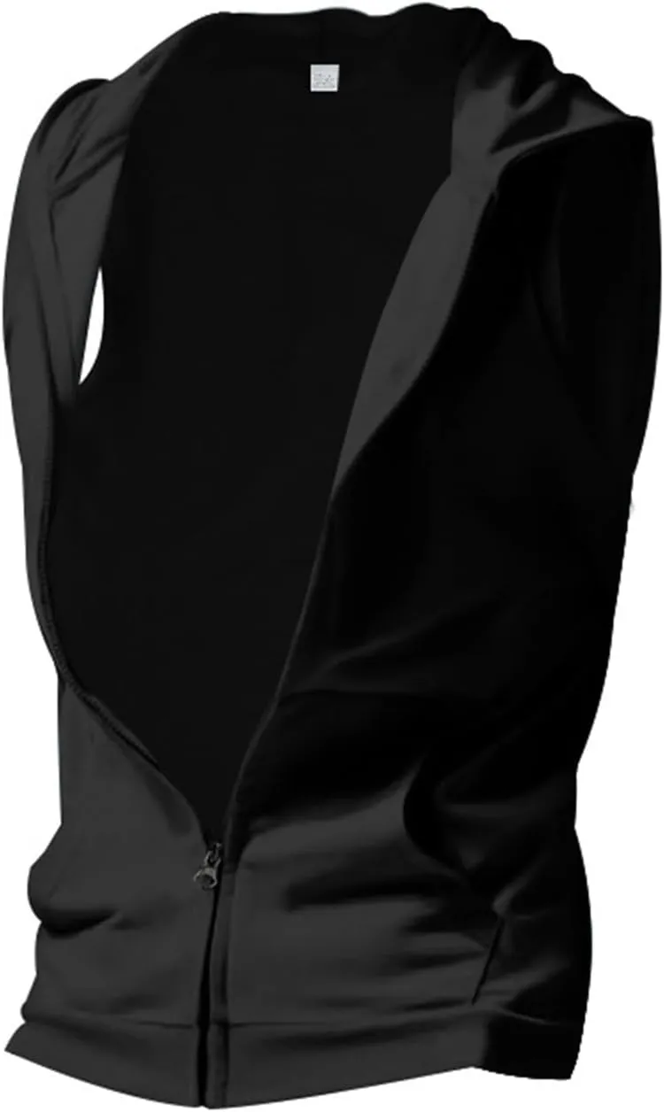 Men's Workout Hooded Tank Tops Zip Up Sleeveless Hoodie Bodybuilding Fitness Gym Muscle Cut Off T Shirt Training Vest