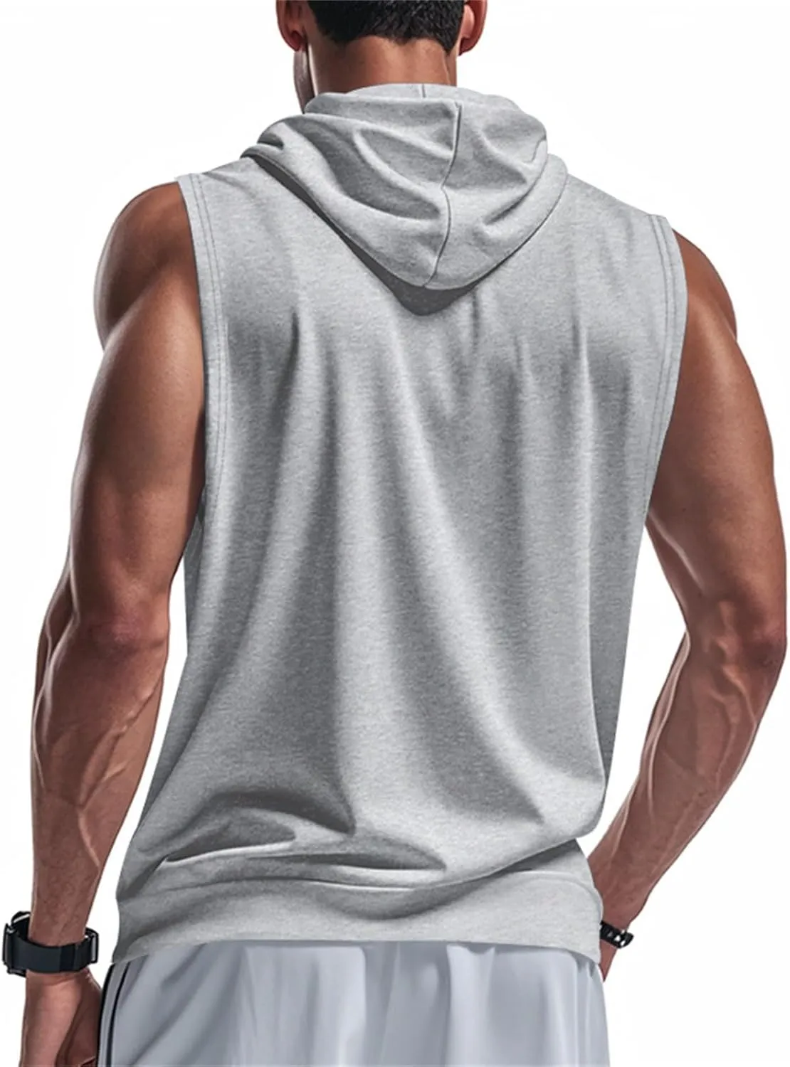 Men's Workout Hooded Tank Tops Zip Up Sleeveless Hoodie Bodybuilding Fitness Gym Muscle Cut Off T Shirt Training Vest