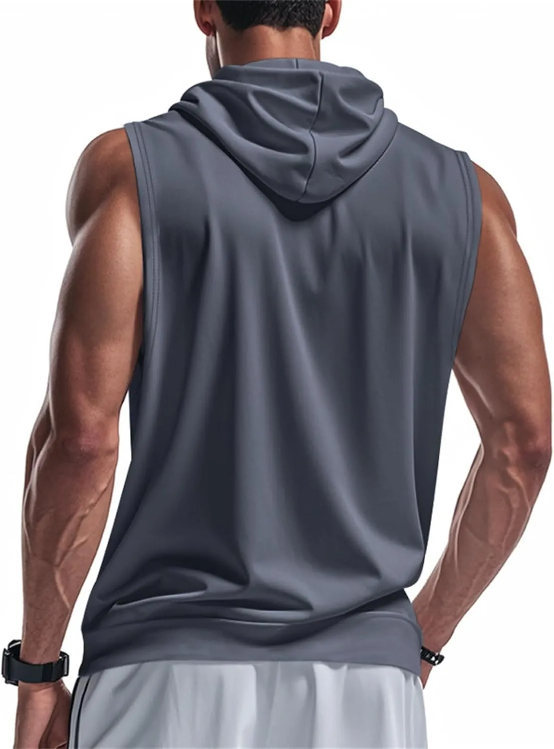 Men's Workout Hooded Tank Tops Zip Up Sleeveless Hoodie Bodybuilding Fitness Gym Muscle Cut Off T Shirt Training Vest