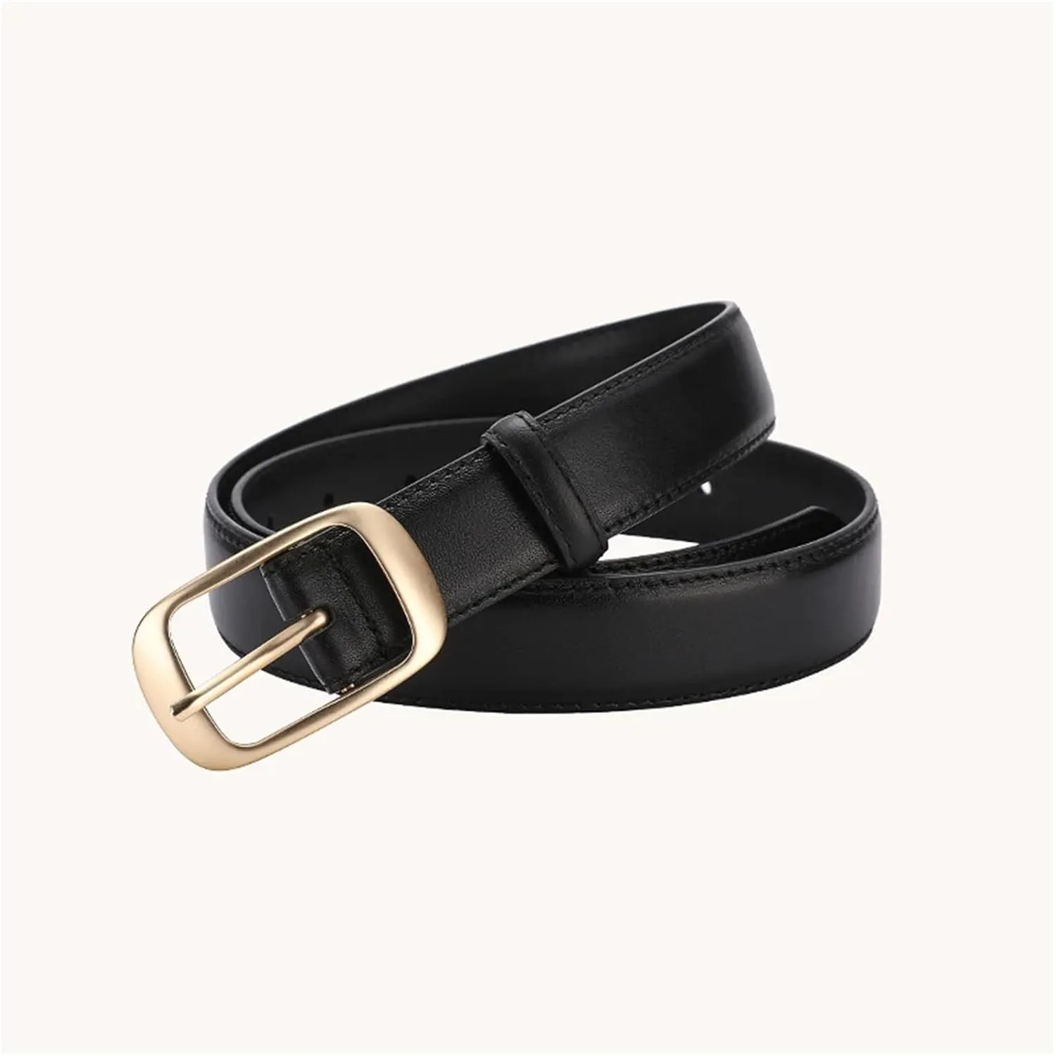 Mnjyihy Leather Belts For Women Fashion Gold Buckle Cowskin Belt For Jeans Pants Dresses